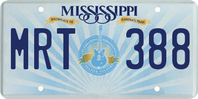 MS license plate MRT388