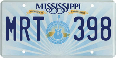 MS license plate MRT398