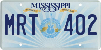 MS license plate MRT402
