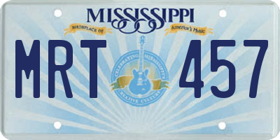 MS license plate MRT457