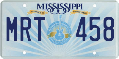 MS license plate MRT458