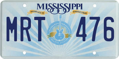 MS license plate MRT476