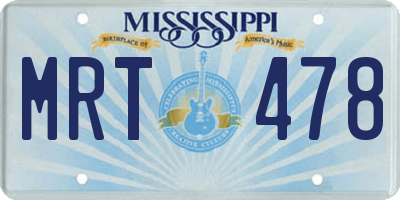 MS license plate MRT478