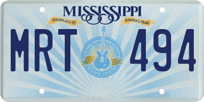 MS license plate MRT494