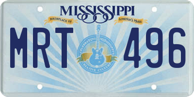 MS license plate MRT496