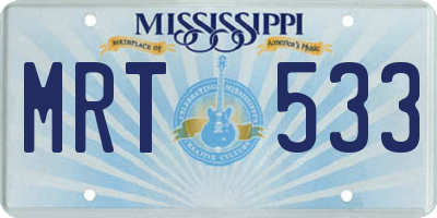 MS license plate MRT533