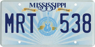 MS license plate MRT538