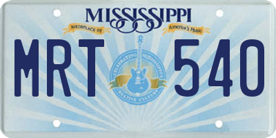 MS license plate MRT540