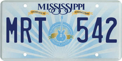 MS license plate MRT542
