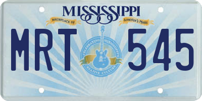 MS license plate MRT545