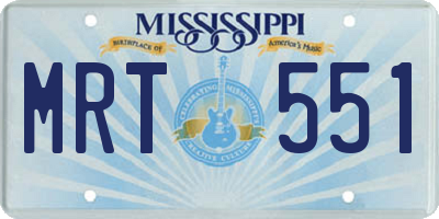MS license plate MRT551