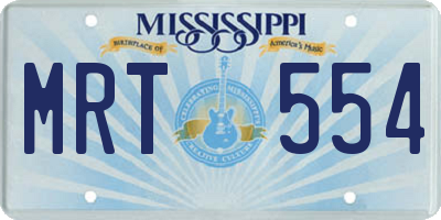 MS license plate MRT554