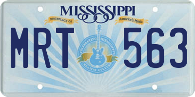 MS license plate MRT563