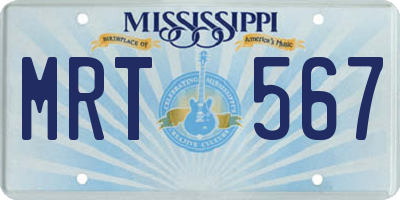 MS license plate MRT567