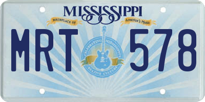 MS license plate MRT578