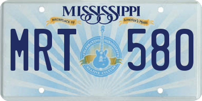 MS license plate MRT580