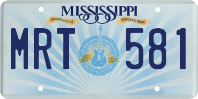 MS license plate MRT581