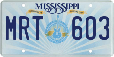 MS license plate MRT603