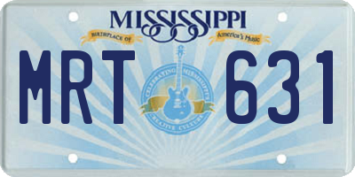 MS license plate MRT631