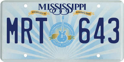 MS license plate MRT643