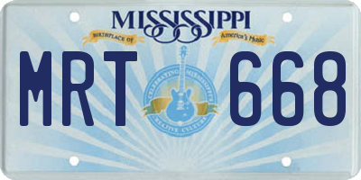 MS license plate MRT668