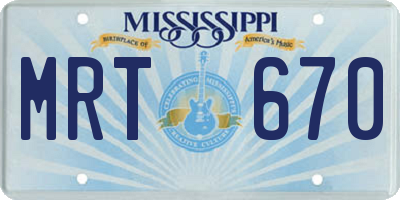 MS license plate MRT670