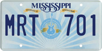 MS license plate MRT701