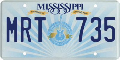 MS license plate MRT735