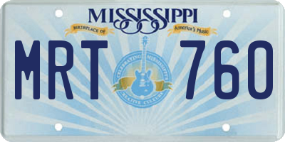 MS license plate MRT760