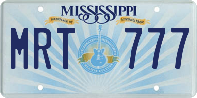 MS license plate MRT777