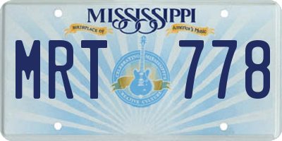 MS license plate MRT778