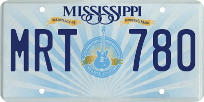 MS license plate MRT780