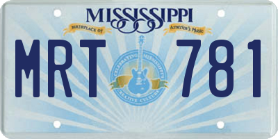 MS license plate MRT781