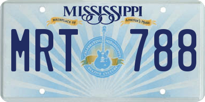 MS license plate MRT788