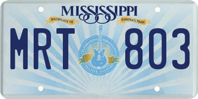 MS license plate MRT803
