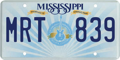 MS license plate MRT839