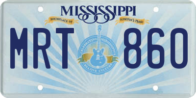 MS license plate MRT860