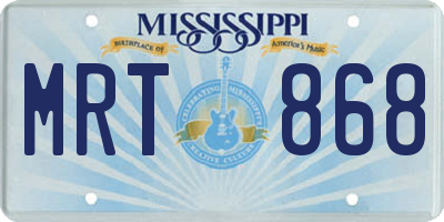 MS license plate MRT868