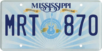 MS license plate MRT870