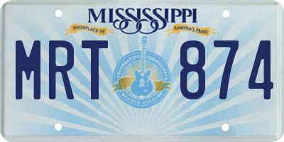 MS license plate MRT874