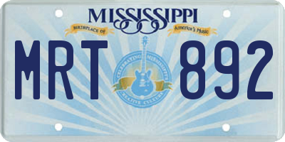 MS license plate MRT892