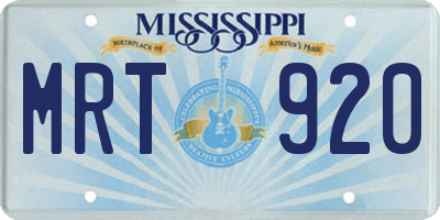 MS license plate MRT920