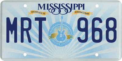 MS license plate MRT968