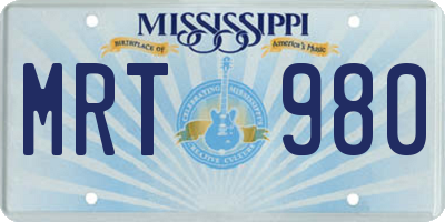 MS license plate MRT980