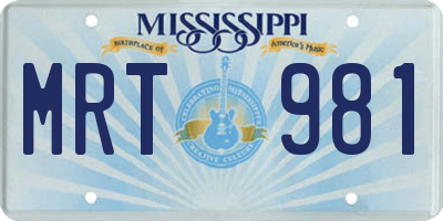 MS license plate MRT981