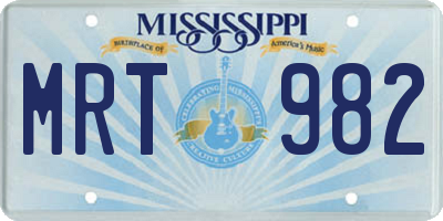 MS license plate MRT982