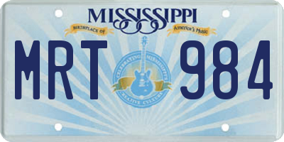 MS license plate MRT984