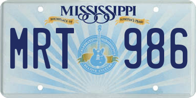 MS license plate MRT986