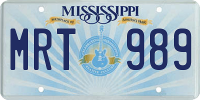 MS license plate MRT989