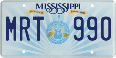 MS license plate MRT990